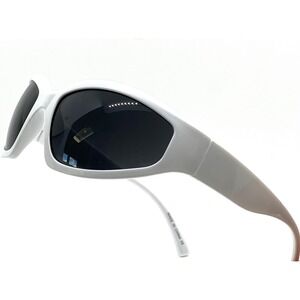 Futuristic Sunglasses Y2K Style White Frame Shield Sunglasses Sporty Performance